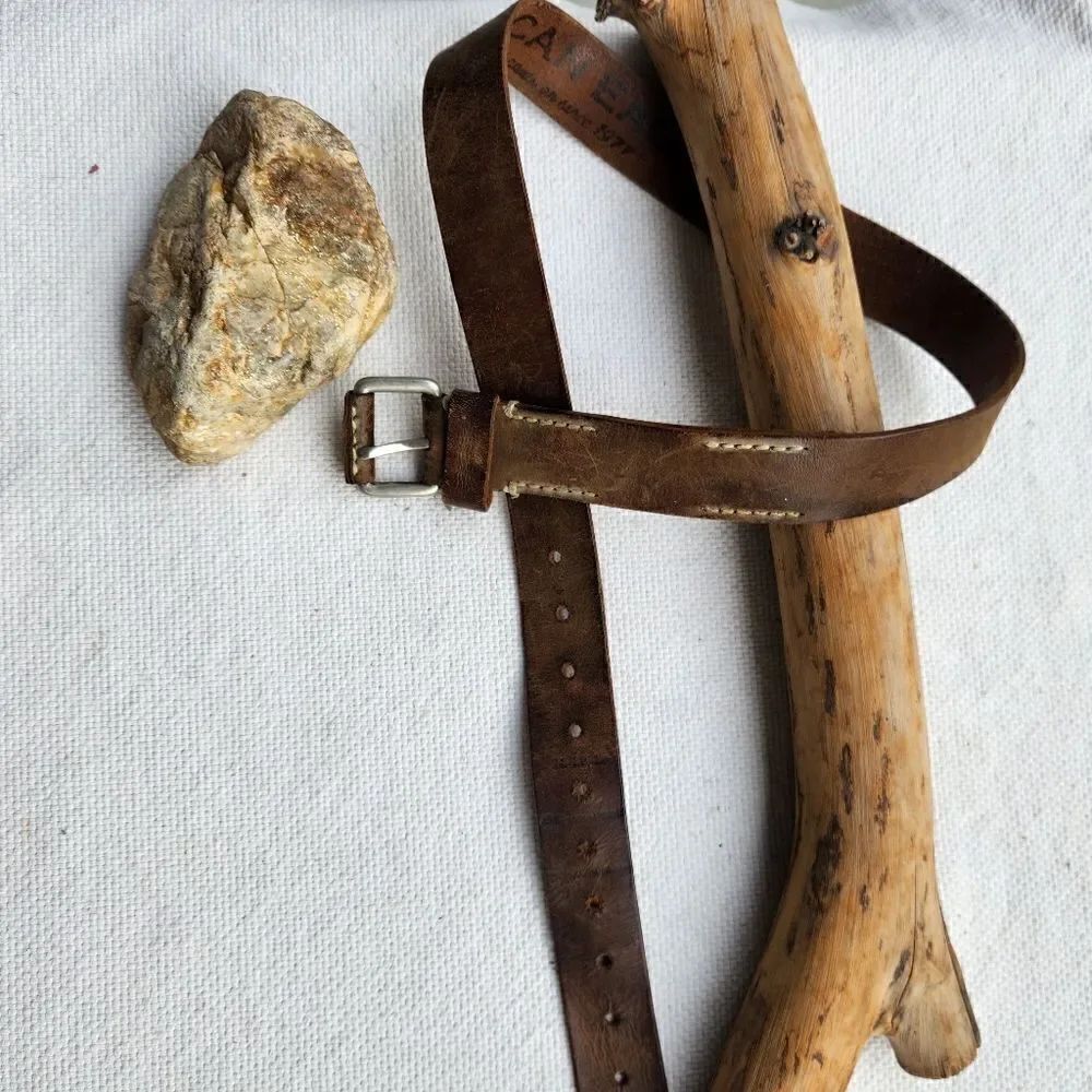American eagle thick leather belt brown